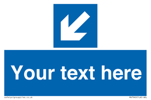 Custom Mandatory directional sign, blue arrow down and left